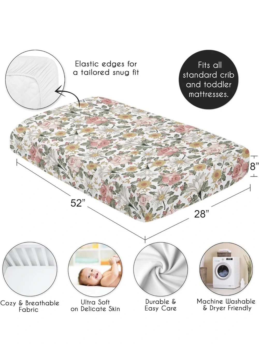 Sweet jojo floral crib/toddler fitted sheet